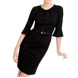 J. Crew Black Sheath Dress with Bell Sleeves